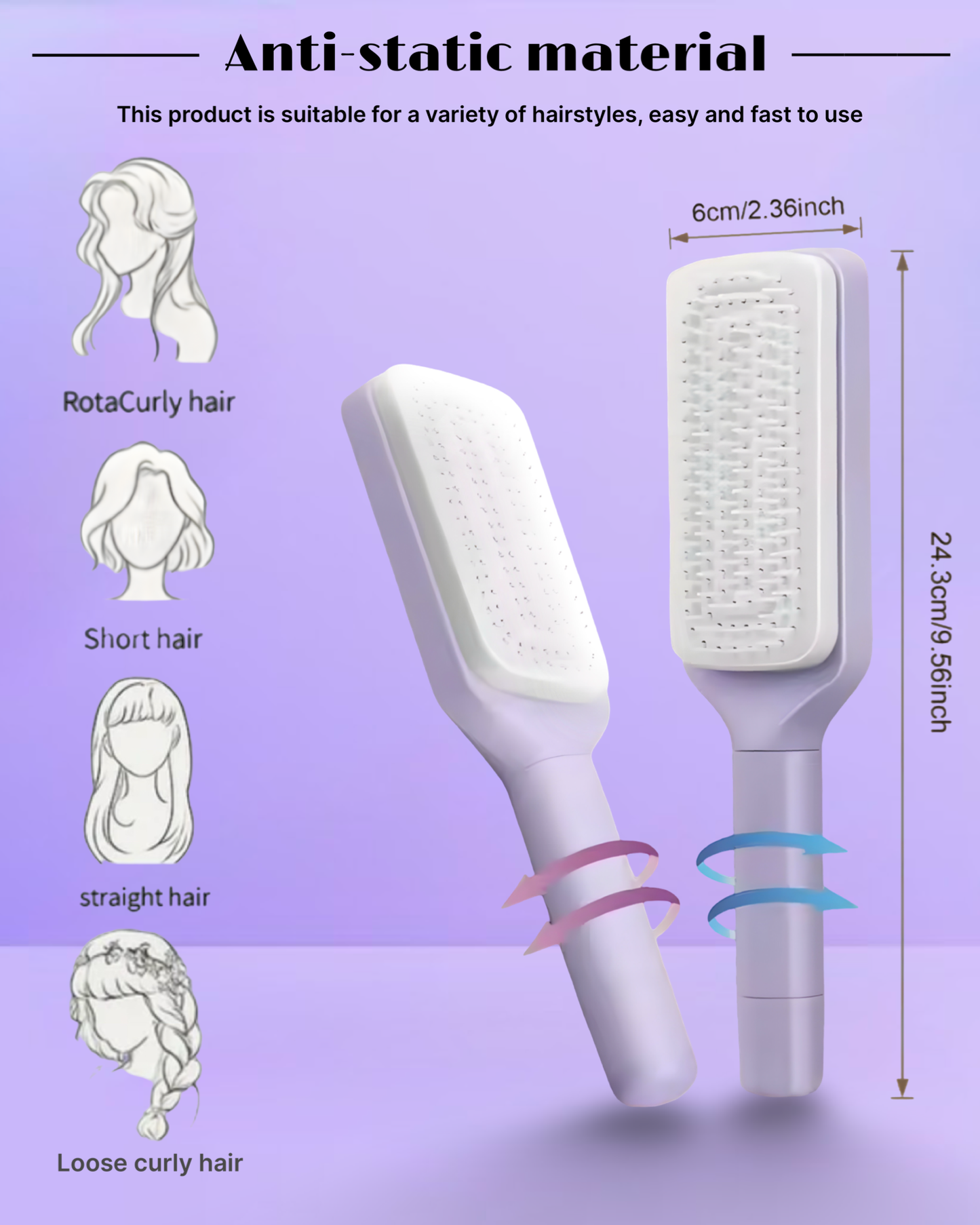 FlickieBrush™ Self-Cleaning Hair Brush